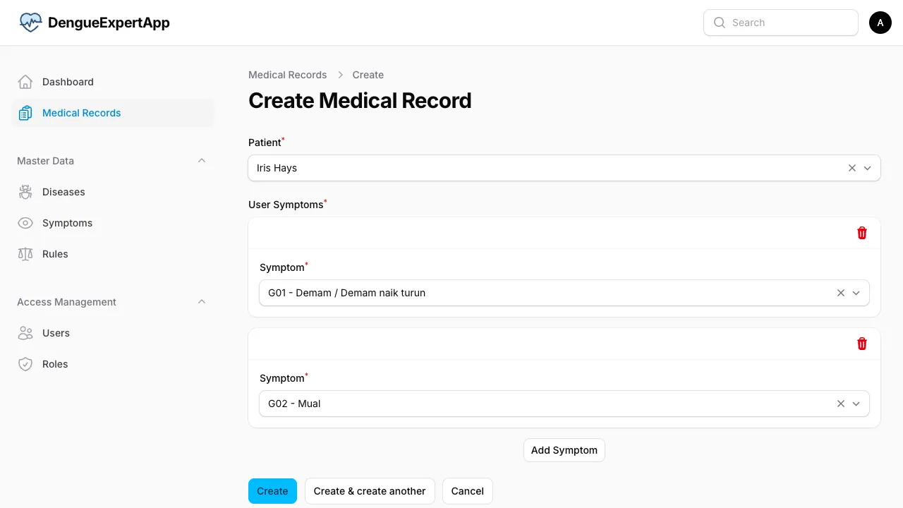 Create Medical Record Page